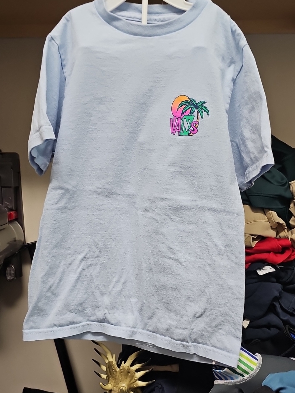 Vans Light Blue Tee with Neon Palm Logo